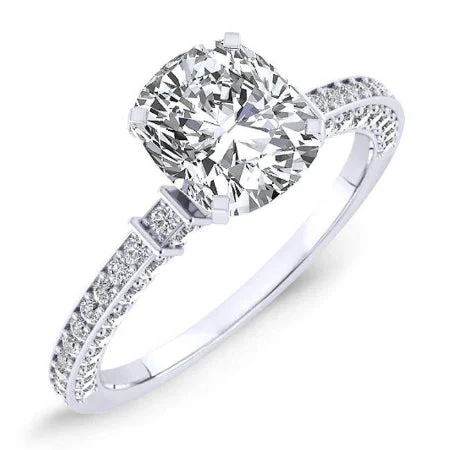 custom wedding rings for men-Daphne - Cushion Lab Diamond Engagement Ring VS2 F (IGI Certified)