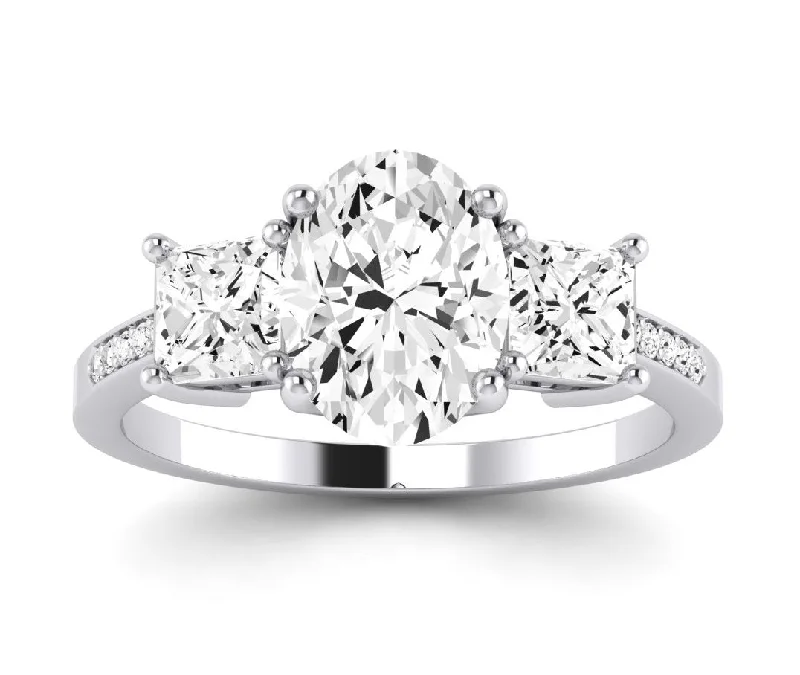 wedding bands with engraved initials-Dietes - Oval Lab Diamond Engagement Ring VS2 F (IGI Certified)