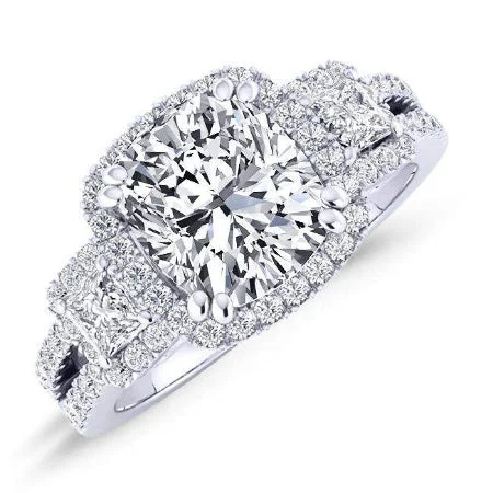 custom wedding rings for couples with diamonds-Erica - Cushion Lab Diamond Engagement Ring VS2 F (IGI Certified)