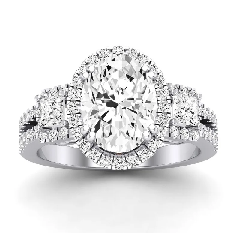 platinum wedding rings for men-Erica - Oval Lab Diamond Engagement Ring VS2 F (IGI Certified)