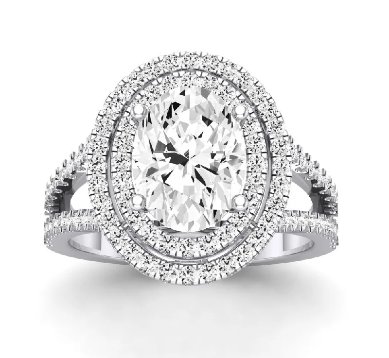 luxury wedding rings with diamonds-Flora - Oval Lab Diamond Engagement Ring VS2 F (IGI Certified)