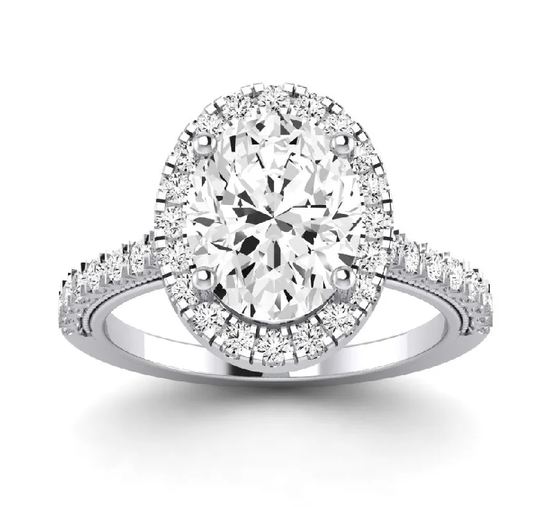 classic platinum engagement rings-Florizel - Oval Lab Diamond Engagement Ring VS2 F (IGI Certified)