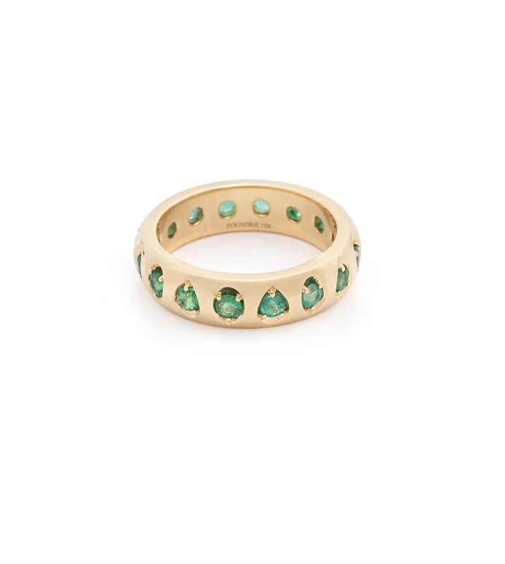 platinum rings with diamonds for women-Forever & Always a Pair- Love : Emerald Gemstone Band