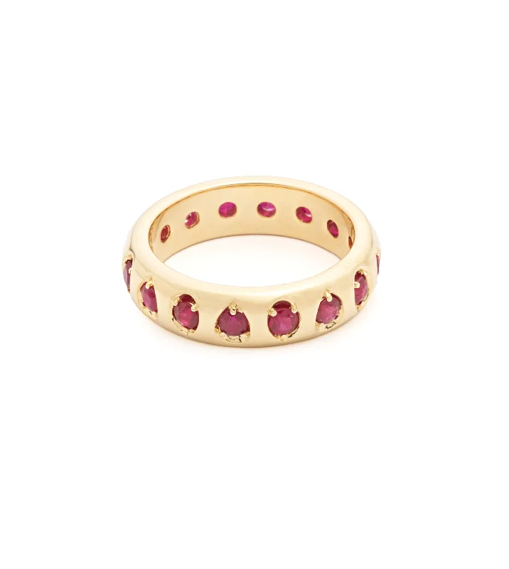 vintage engagement rings for men with diamonds-Forever & Always a Pair- Love : Ruby Gemstone Band