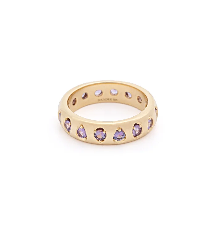 affordable gold rings for couples-Forever & Always a Pair- Love : Sapphire Gemstones Band