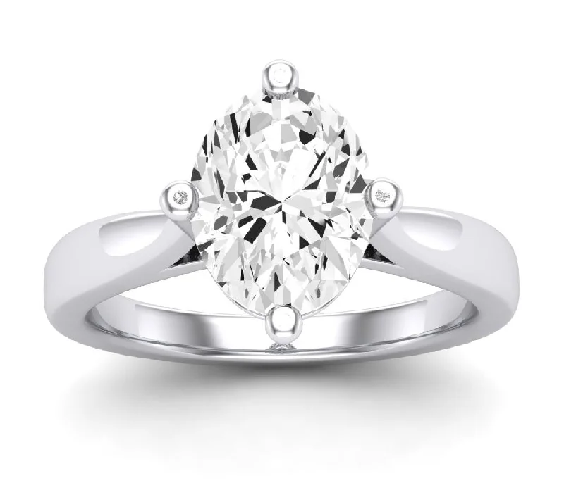 wedding bands in white gold-Gardenia - Oval Lab Diamond Engagement Ring VS2 F (IGI Certified)