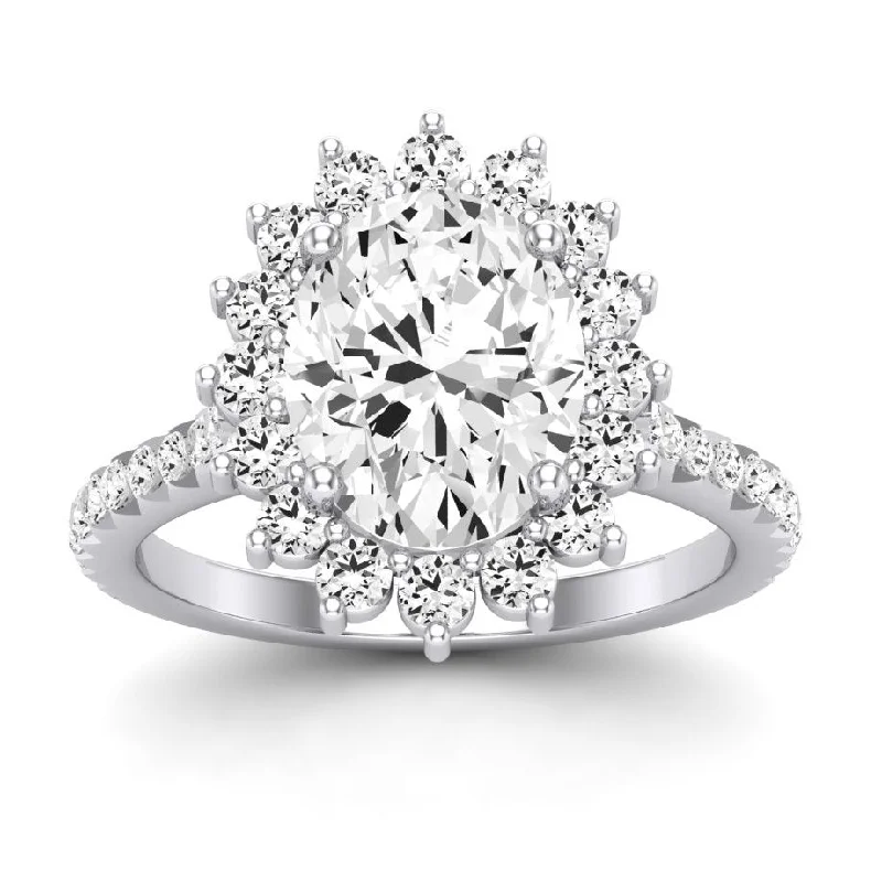 women’s signet rings with engraving-Gazania - Oval Lab Diamond Engagement Ring VS2 F (IGI Certified)