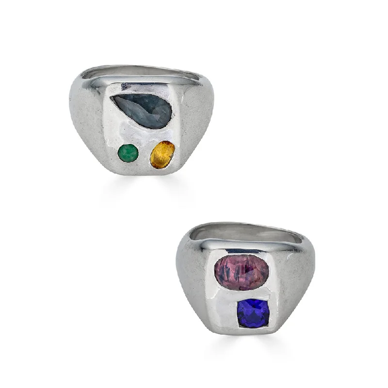 men’s engagement rings with gemstones-Gemstone Signet Ring