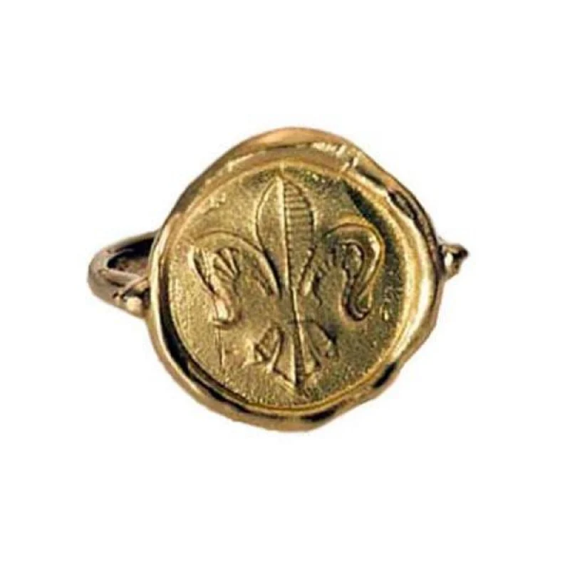 simple gold rings for men-Gothic Fleur De Lis Ring