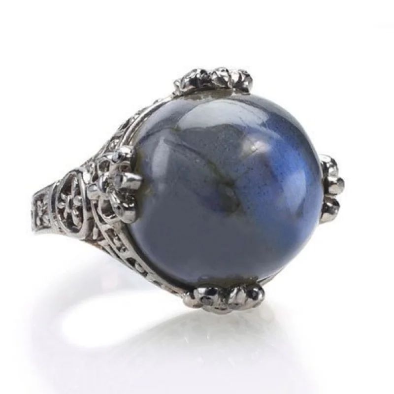 classic platinum engagement rings-Labradorite Cabochon Ring