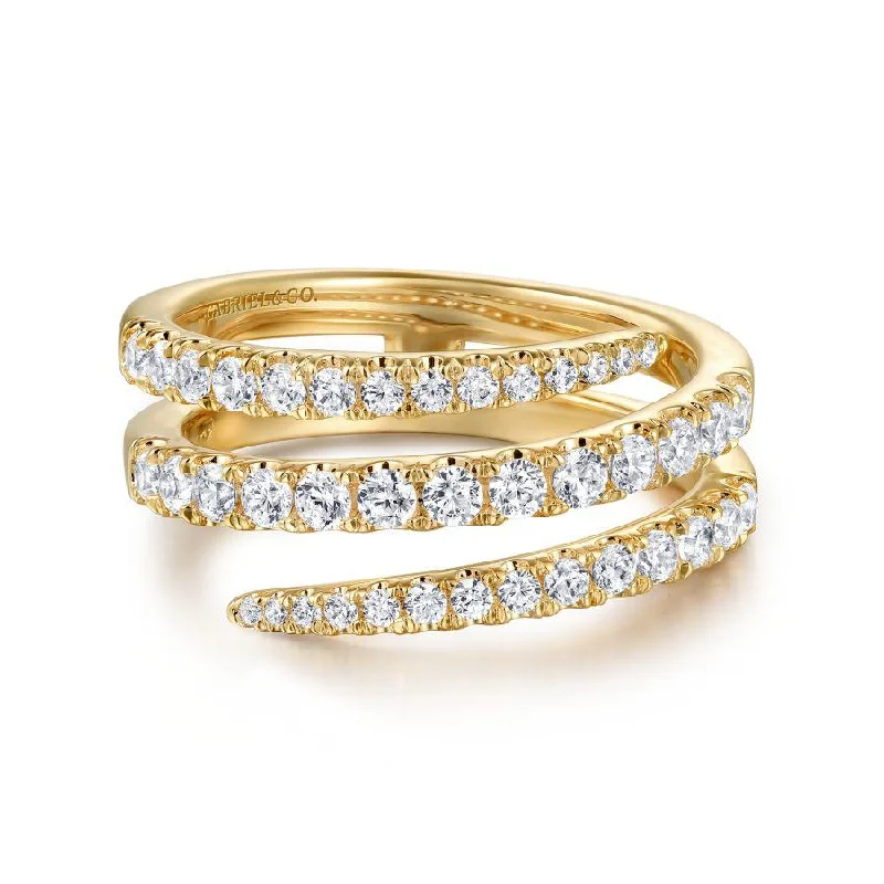 women’s engagement rings with multi-stones-14K Yellow Gold Diamond Spikes Wrap Ladies Ring