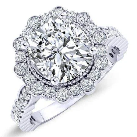 women’s platinum wedding rings with diamonds-Lita - Cushion Lab Diamond Engagement Ring VS2 F (IGI Certified)