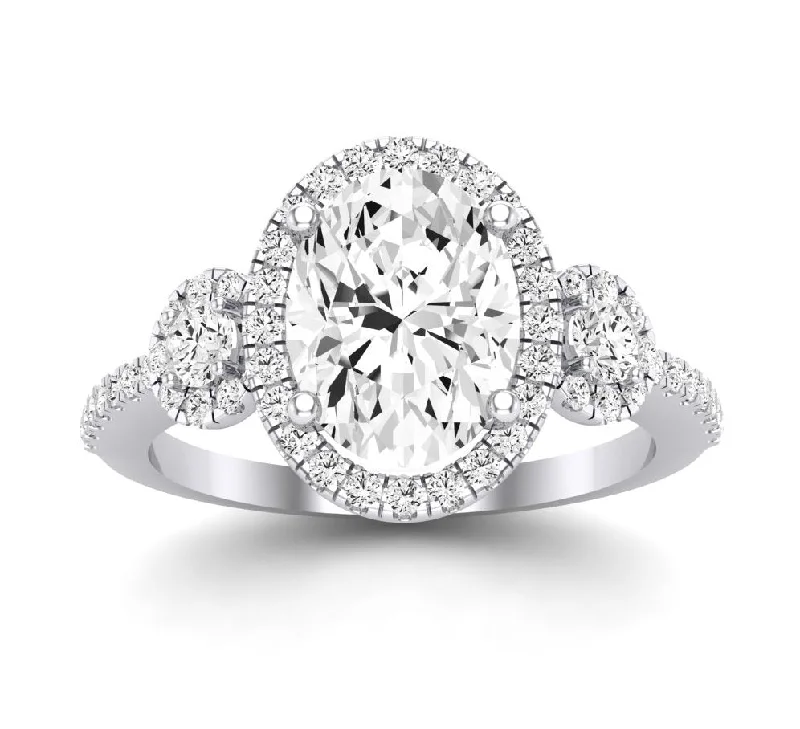 vintage diamond engagement rings-Lunaria - Oval Lab Diamond Engagement Ring VS2 F (IGI Certified)