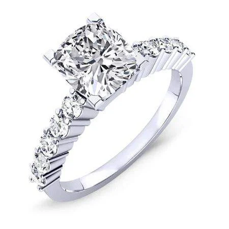 luxury diamond rings for women-Magnolia - Cushion Lab Diamond Engagement Ring VS2 F (IGI Certified)