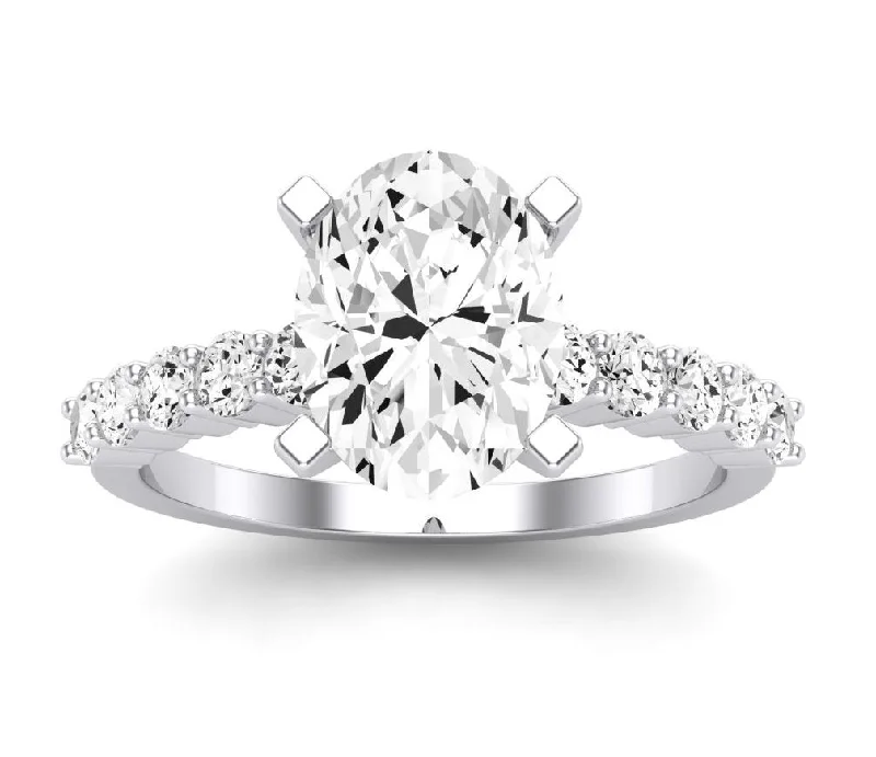 birthstone engagement rings for women-Magnolia - Oval Lab Diamond Engagement Ring VS2 F (IGI Certified)