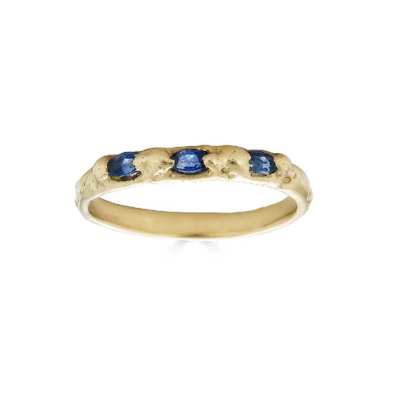 custom gold rings for men-Marquise Sapphire Trio Ring