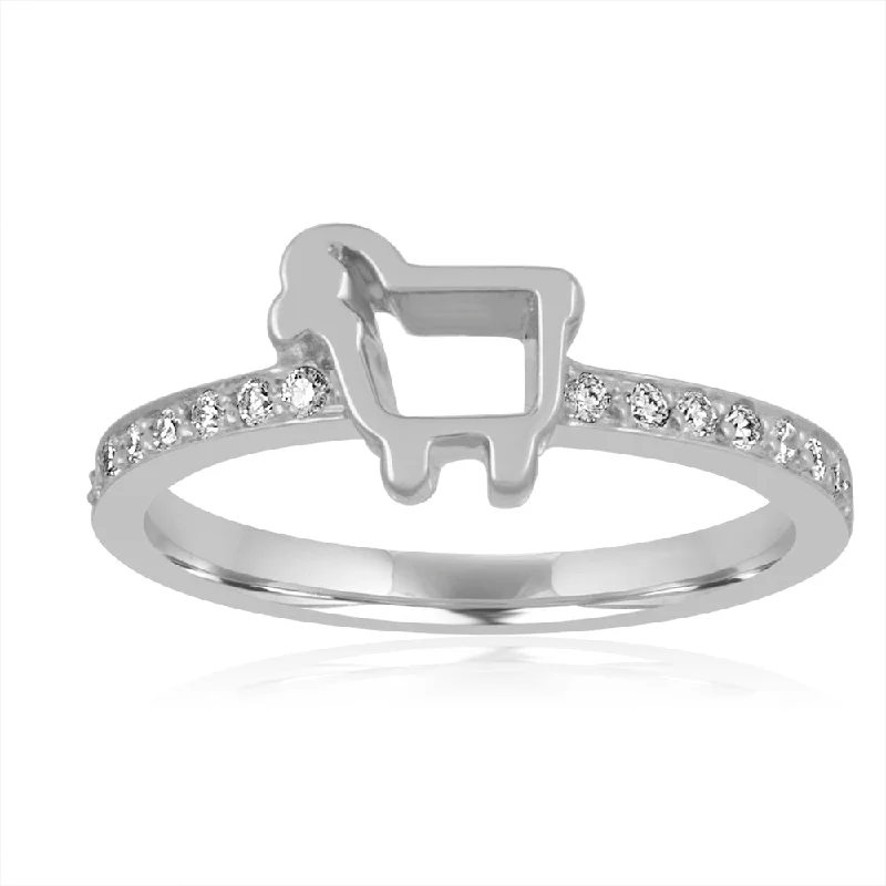 women’s custom wedding bands-14K WHITE GOLD MINI PAVÉ DIAMOND LAMB RING