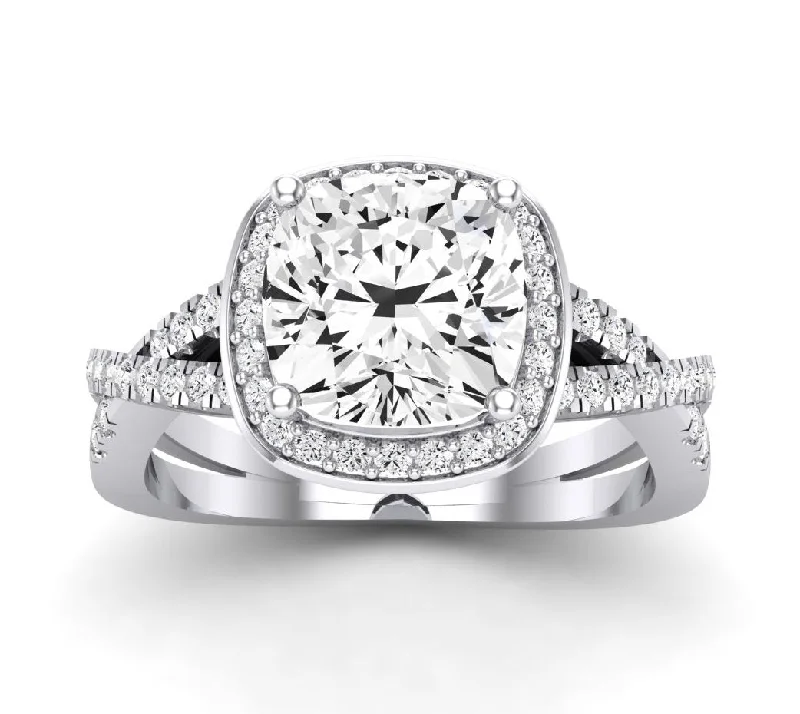 affordable wedding rings for men-Moonflower - Cushion Lab Diamond Engagement Ring VS2 F (IGI Certified)