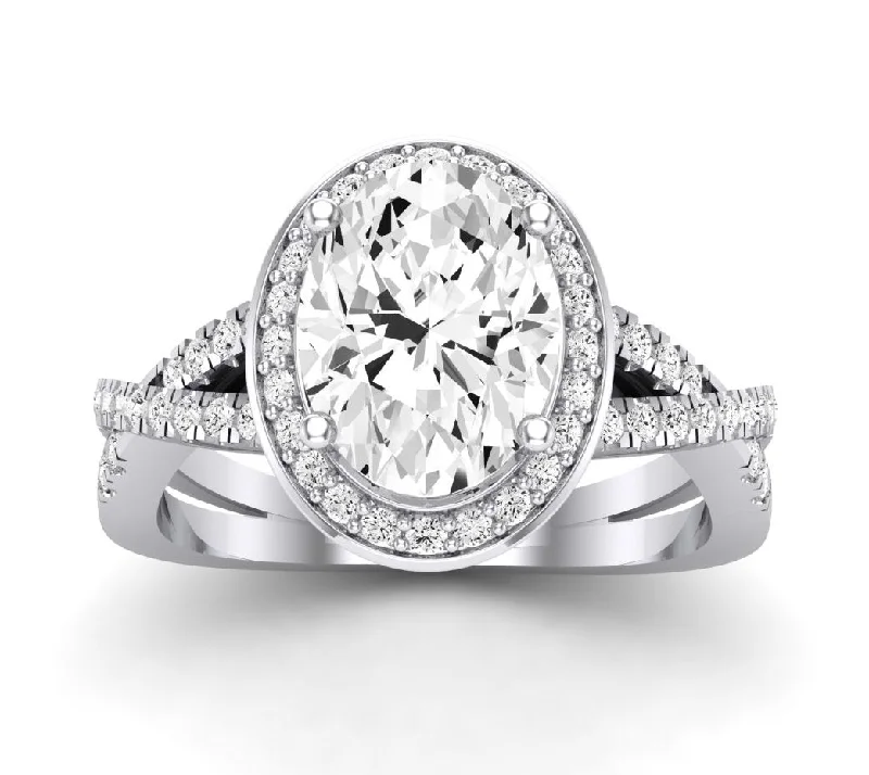 women’s wedding bands with large diamonds-Moonflower - Oval Lab Diamond Engagement Ring VS2 F (IGI Certified)