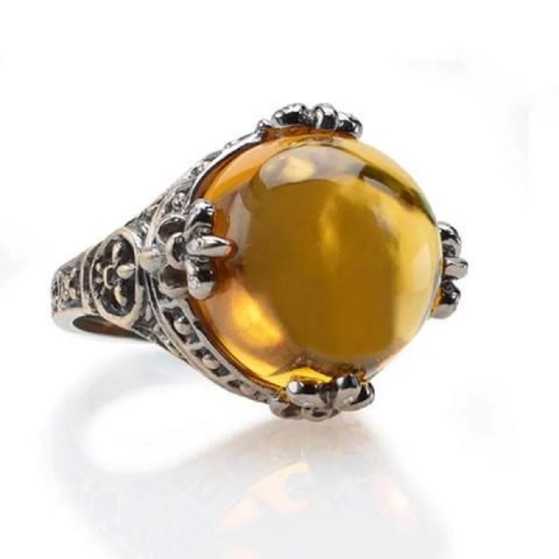 alternative engagement rings for women-Orange Citrine Gothic Ring