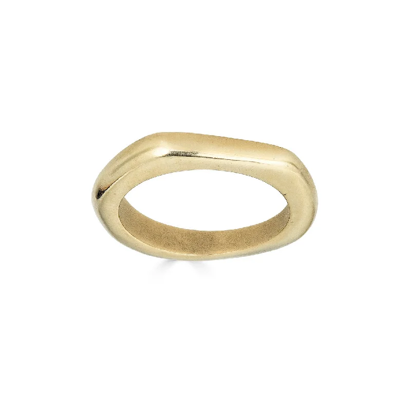 men’s gold wedding bands with diamonds-Organic Signet Ring, 14k