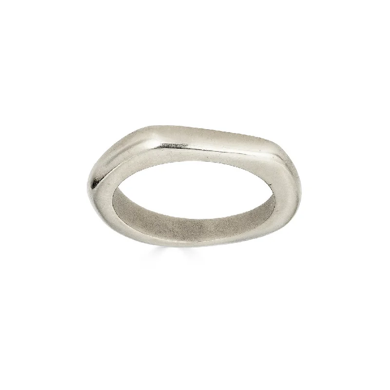 couples promise rings with engraving-Organic Signet Rings, Silver