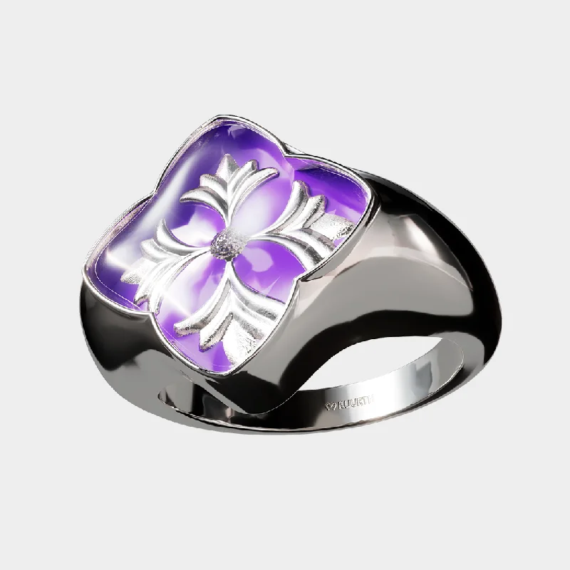 silver wedding rings with sapphires-Pietà - Purple Ring