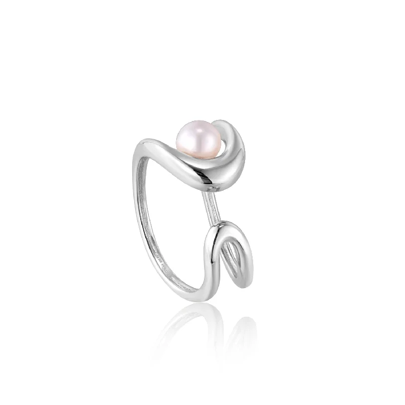 gold engagement rings for couples-Pearl Sculpted Adjustable Ring