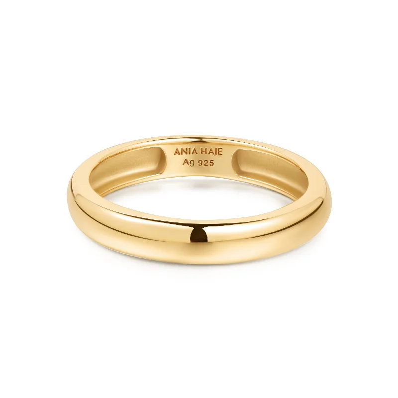 custom engraved rings for men-Gold Curve Dome Band