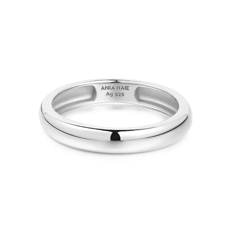 birthstone engagement rings for women-Silver Curve Dome Band