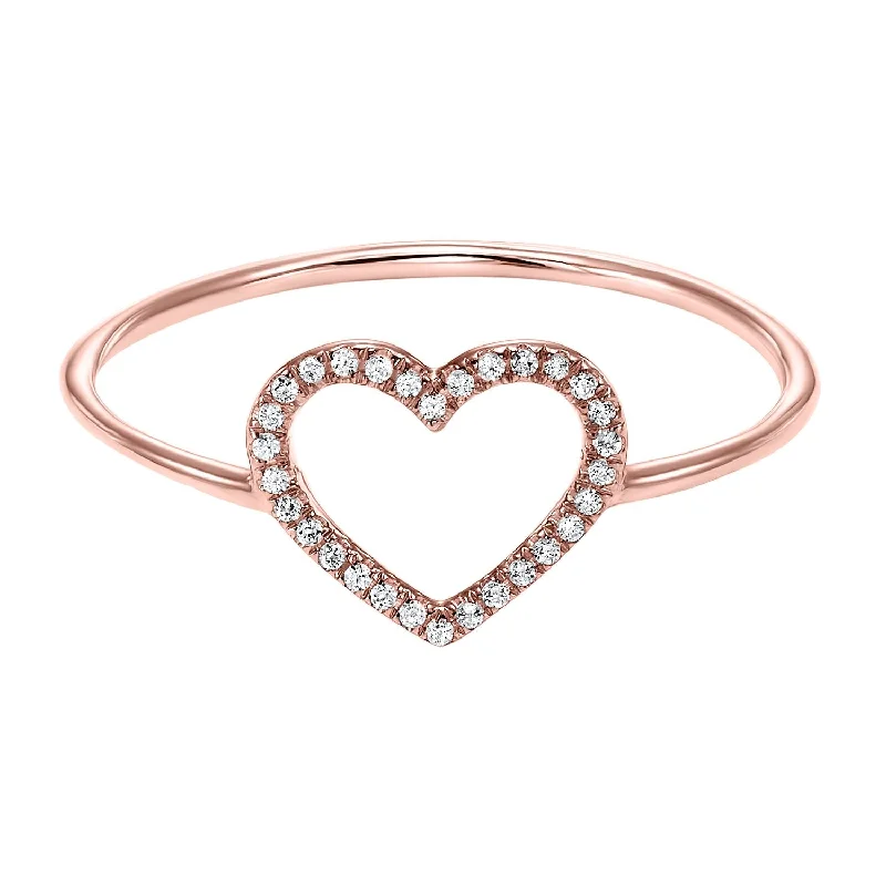 custom diamond promise rings-14K Rose Gold Open Heart Diamond Ring