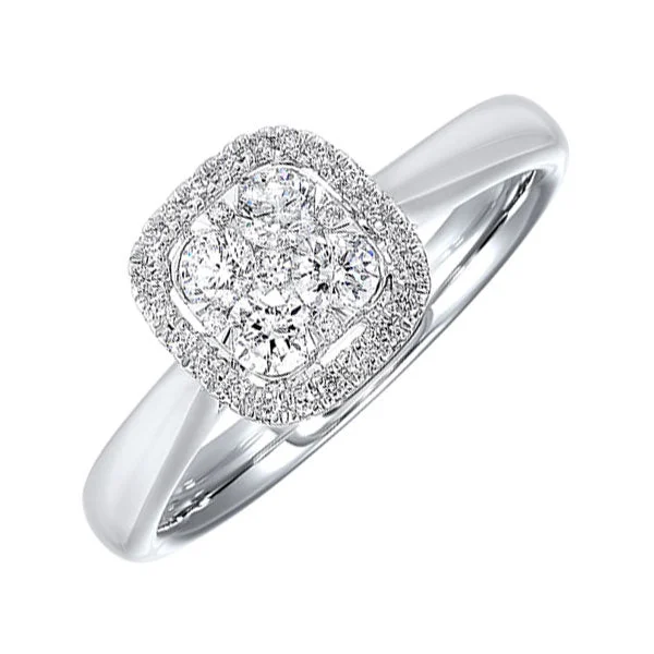 platinum rings with diamonds for women-14KT WHITE GOLD DIAMOND (1/3CTW) RING