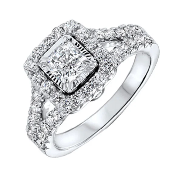 engraved engagement rings for women-14KT WHITE GOLD DIAMOND(1 1/2CTW) RING