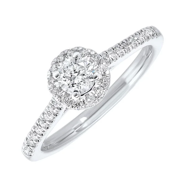 women’s engagement rings with unique gemstones-14KT WHITE GOLD DIAMOND(1/2CTW) RING