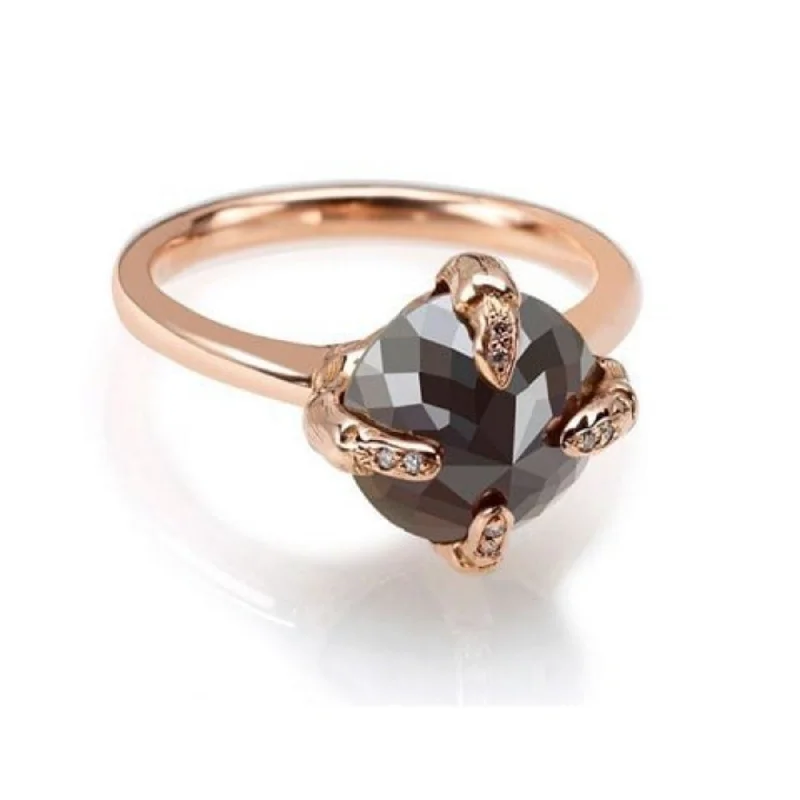 women’s vintage engagement rings-Rose Gold Grey Diamond Claw Ring