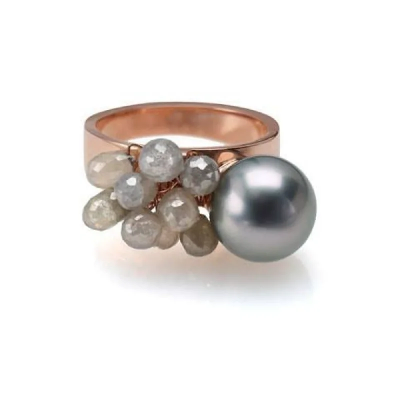 gold rings for women with diamonds-Rose Gold Pearl Ring