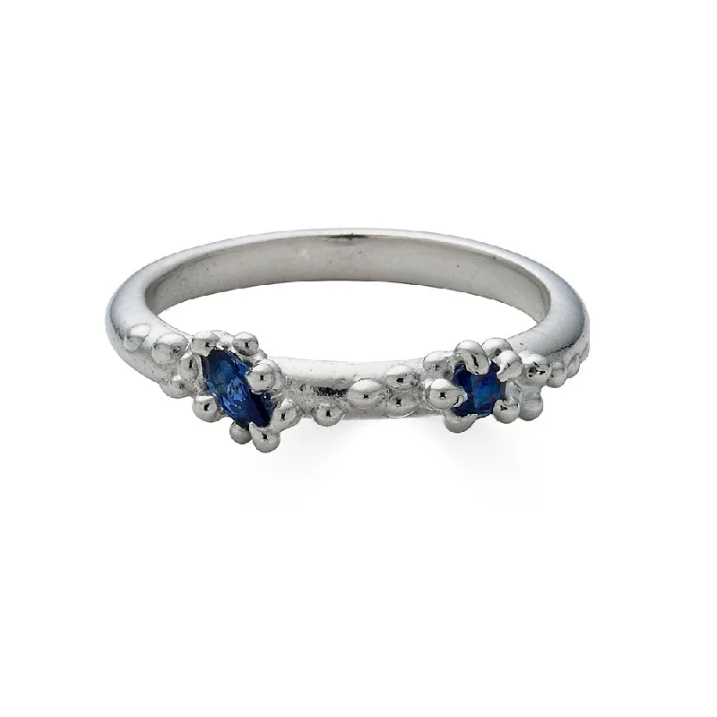 custom sapphire rings for men-Sapphire Froth Ring, Silver