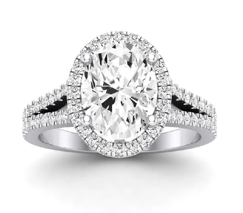 luxury diamond rings for women-Silene - Oval Lab Diamond Engagement Ring VS2 F (IGI Certified)