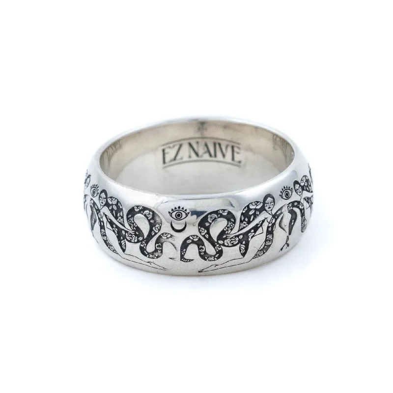 men’s rings with sapphire stones-Silver Intertwined Snake Band