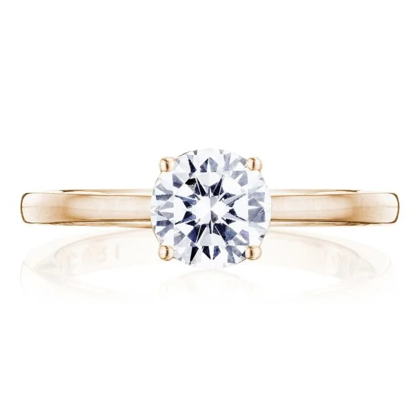 women’s luxury wedding bands-14K Rose Gold Tacori Coastal Crescent Round Solitaire Setting