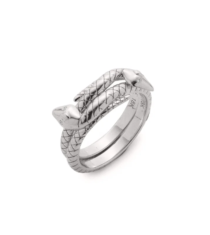 women’s gold promise rings with diamonds-Snake - Wholeness : Bookend Band