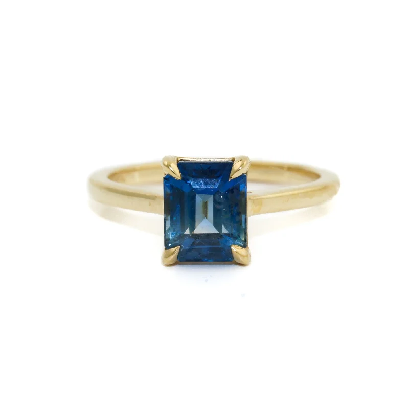 platinum wedding bands for couples-18k Gold x Blue Sri Lanka Sapphire Solitaire