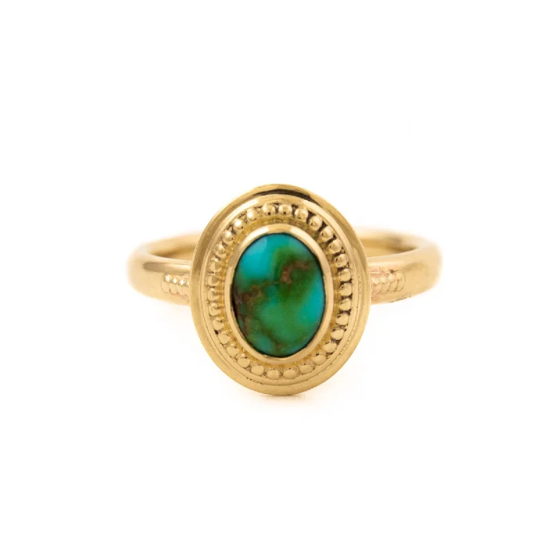 luxury diamond rings for women-Sonoran Gold Turquoise Deco Ring