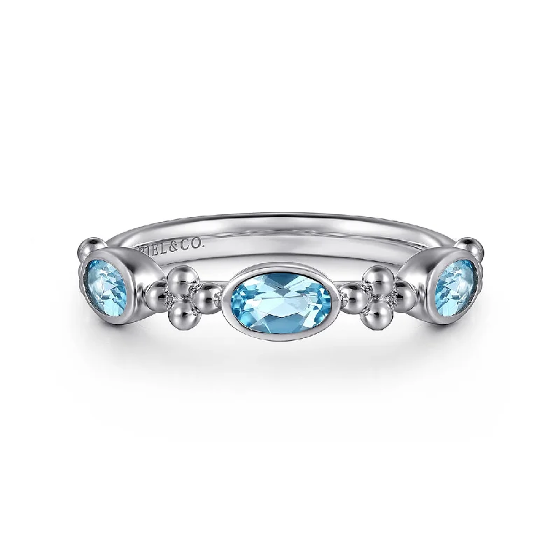 luxury diamond rings for women-925 Sterling Silver Bujukan Blue Topaz Fashion Ladies Ring