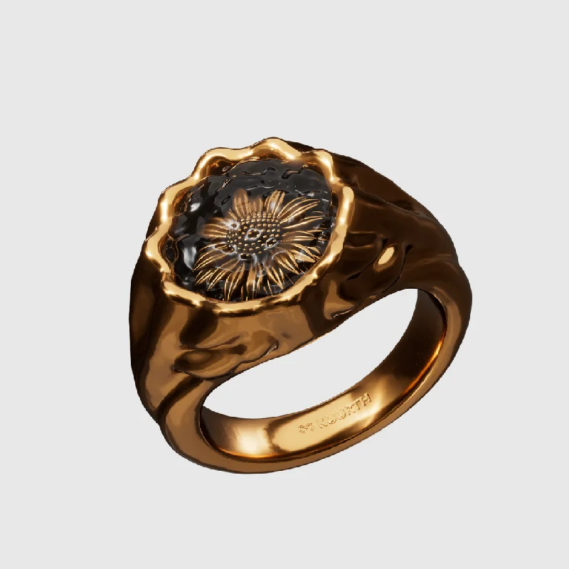 custom rings with initials for women-Sunflower - Gold Ring