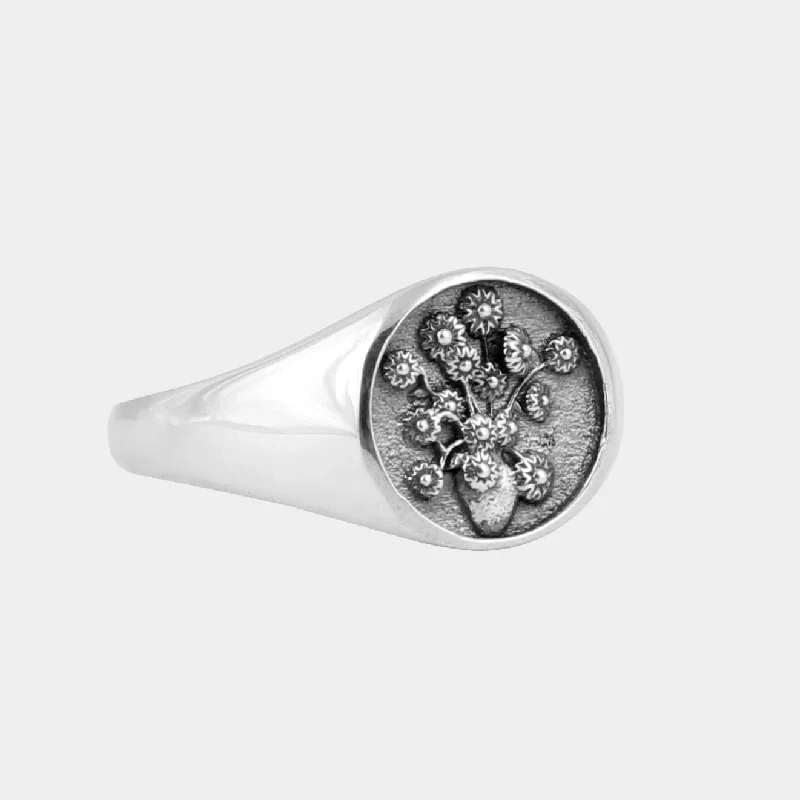 modern wedding bands for men-The Arles Sunflowers - Seal Ring