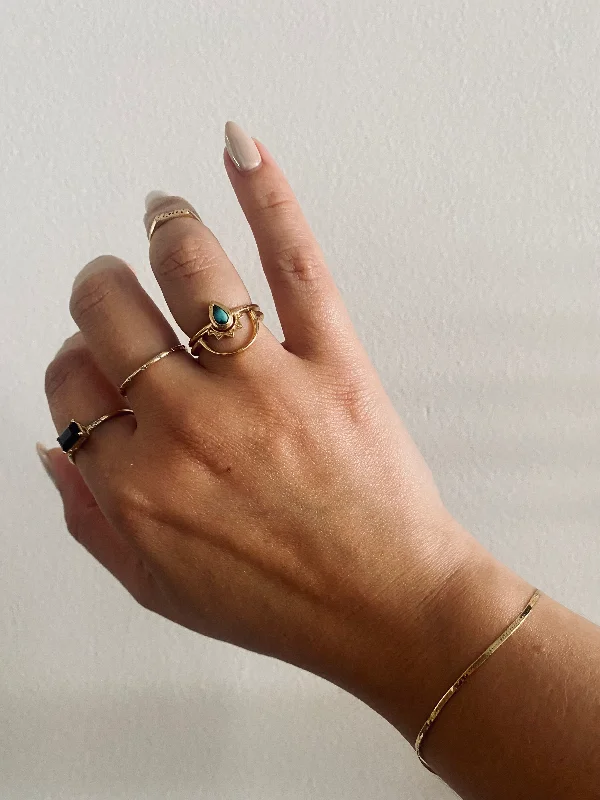 gold promise rings with diamonds-TURQUOISE DAWN SET