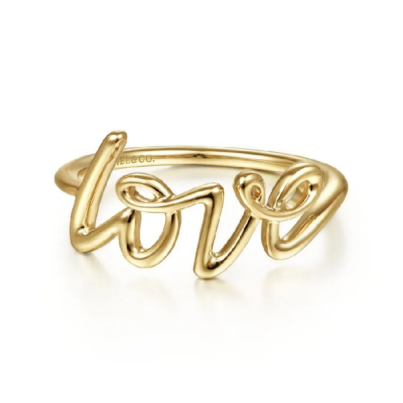 vintage custom engagement rings-Yellow Gold Love Script Ring