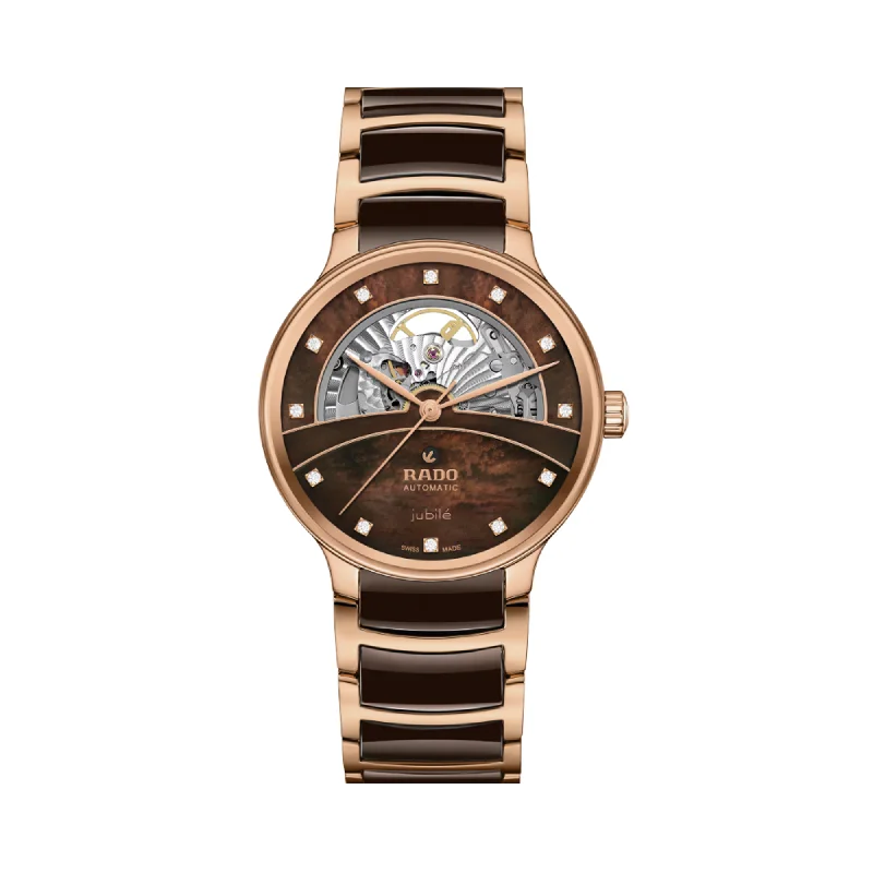 trendy women's watches with minimalist design -Rado Centrix 39.50mm Ceramic & Rose PVD Automatic Watch R30 028 902