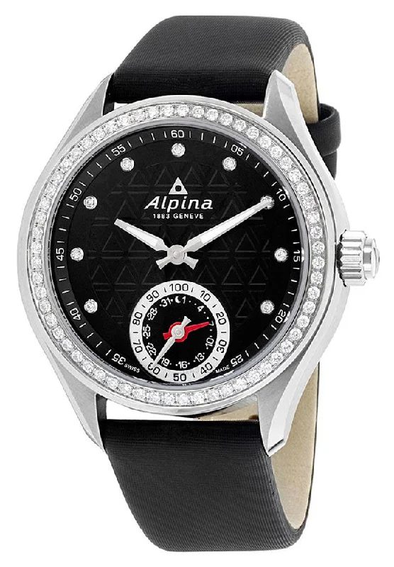 fitness tracking watches with heart rate sensor -Alpina Horological Smartwatch Diamond Womens Calendar Quartz Satin Strap AL-285BTD3CD6